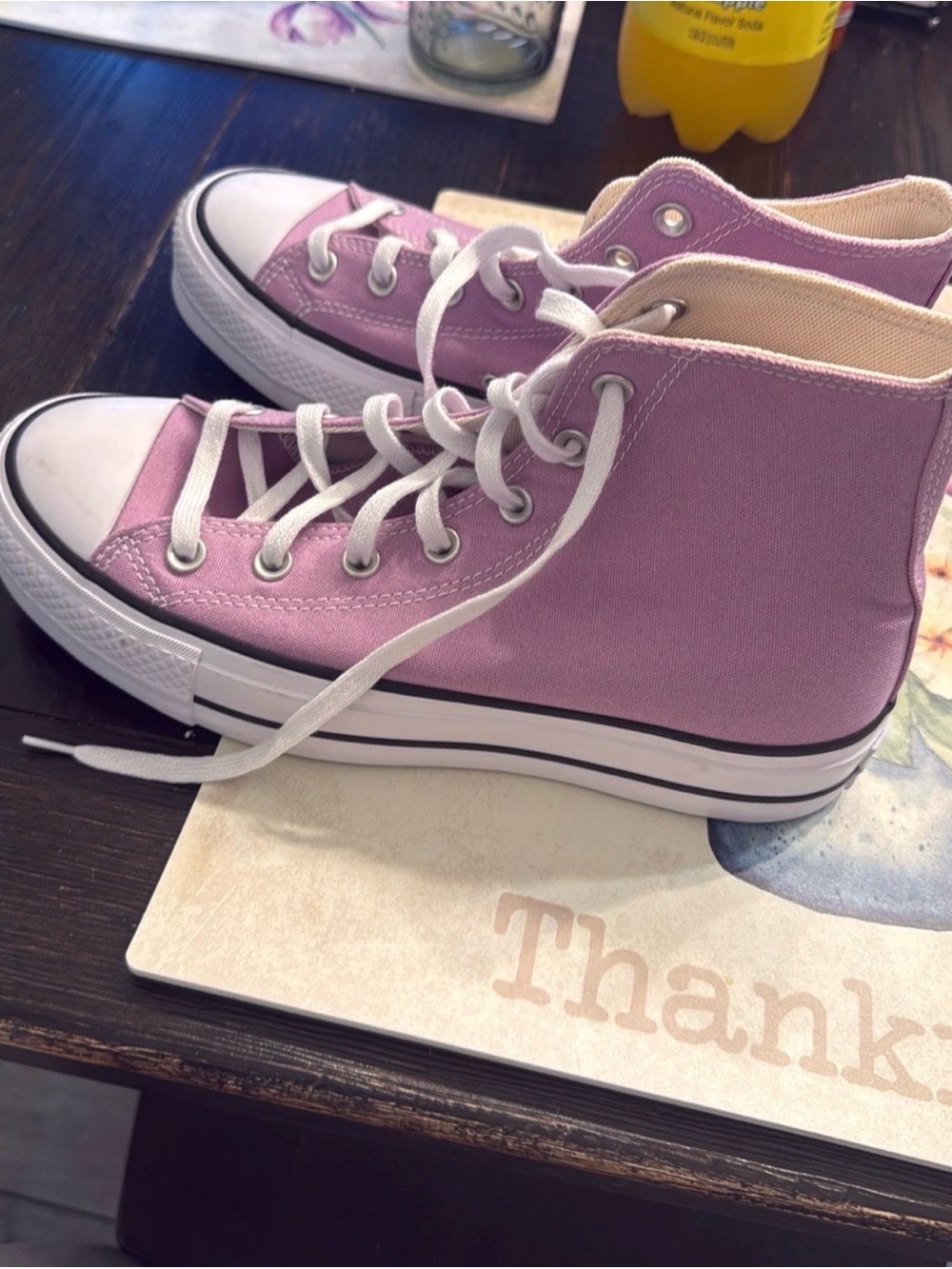 Converse Women’s High-Top Sneakers in Lavender and White